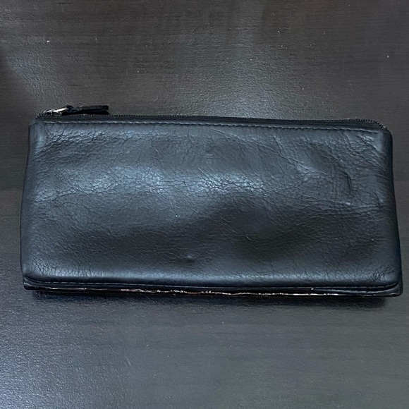 BRIGHTON Eve Delight Black Leather Croc Leather Trims Large Wallet - Picture 2 of 13